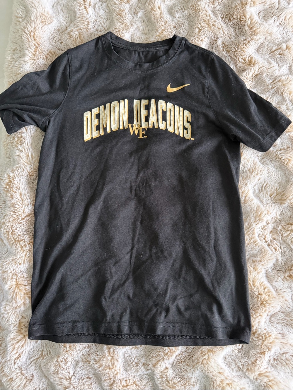 Nike Black Tee with Gold Demon Deacons Graphic